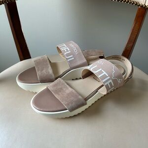 Peter Kaiser tan platform You are Beautiful sandals